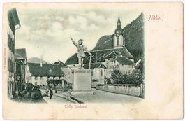 Altdorf Präge AK Altes Telldenkmal beim Kirchenplatz