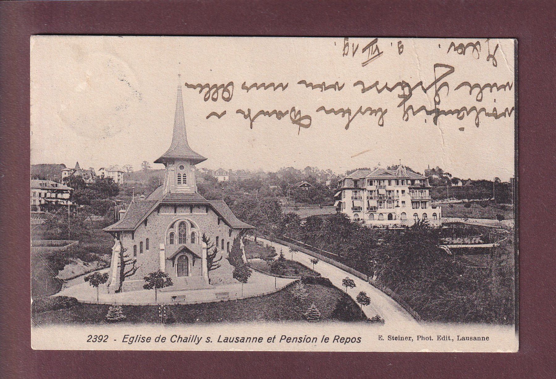 Ansichtskarten: LAUSANNE - Eglise de Chailly - 1919 // pli // – Gebraucht aus Pully von nicecards