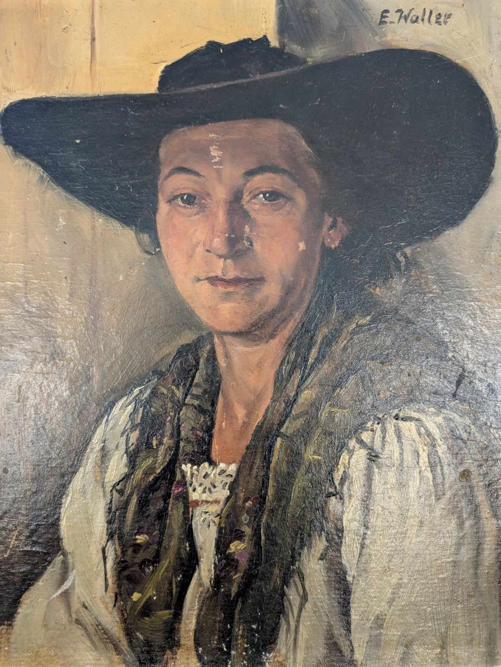 Gemälde: Gemälde Portrait signiert E. Waller – Gebraucht aus Emmen von magelan