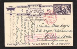 FDC Bundesfeierkarte 1928 ,Zürich - Stuttgart ,rot 1.Vlll.28
