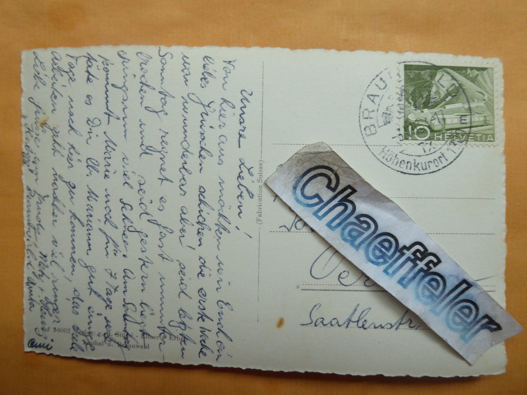 Cartoline postali: 1954  Auf der Braunwaldalp – Usato da Zürich venduto da Chaeffeler 1