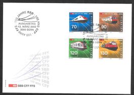 FDC Serie 1047 - 1050 100 Jahre SBB ET Bern 12.3.2002