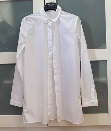 COS Damen Hemd Weiss Baumwolle – klassische Bluse Langarm