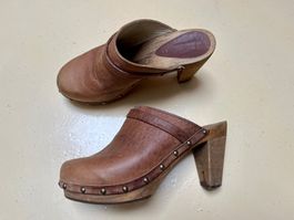 Sanita, dänische Holz Clogs, Echtleder, Gr. 38, Top Zustand!