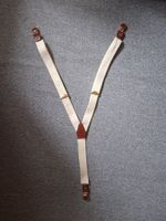 Hosenträger Creme/Beige mit Leder-Applikation, neuwertig