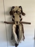 Wandbehang Eule Makramee braun beige gebraucht