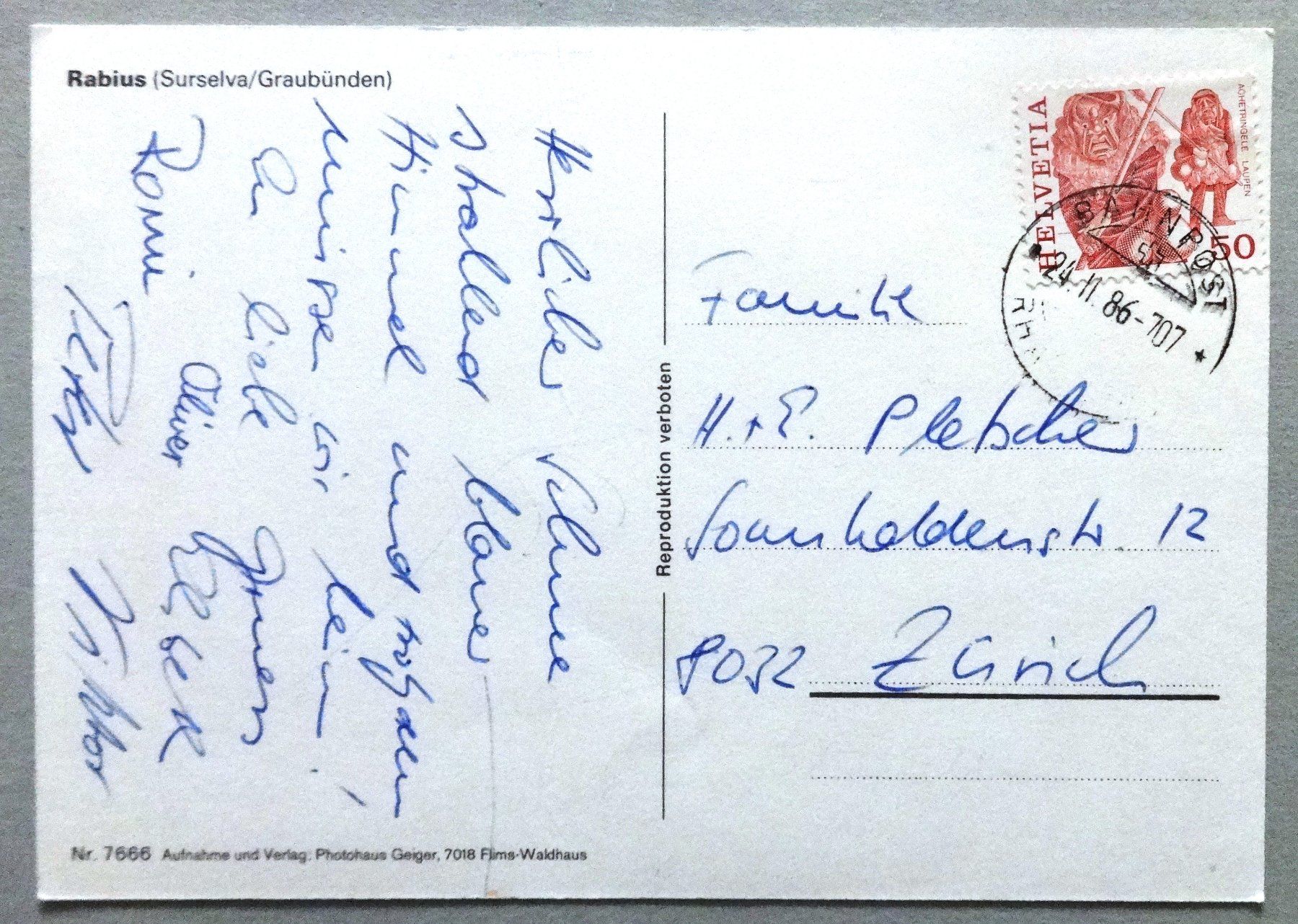 Cartes postales: Rabius (Surselva/GR) – D'occasion à Fétigny par Billy2miny 1