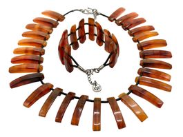 Parure Collier choker et Bracelet d'Ambre Burmite naturelle