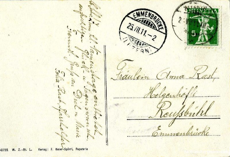 Cartoline postali: Hitzkirch - Seminar + 1911 – Usato da Emmenbrücke venduto da teestube 1
