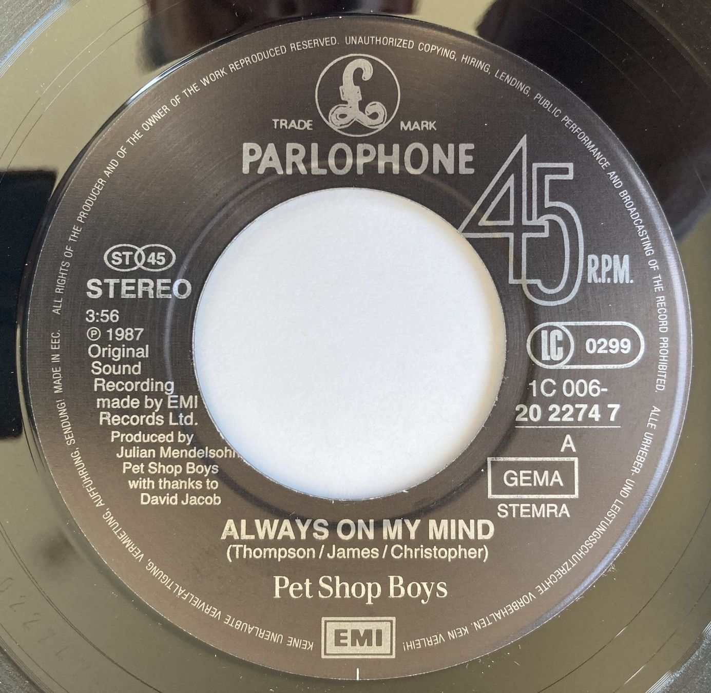 Dischi in vinile: PET SHOP BOYS - ALWAYS ON MY MIND – Usato da Bottens venduto da hotter-than-hell 2