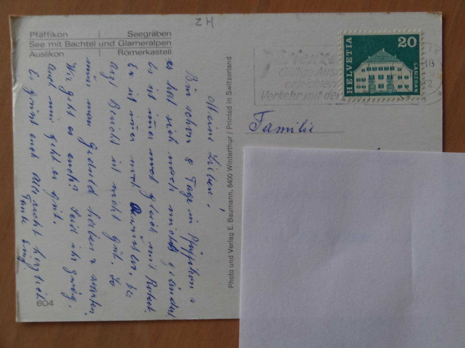 Cartoline postali: Pfäffikon - Pfäffikersee - 1972 – Usato da St Léonard venduto da Riglin 1