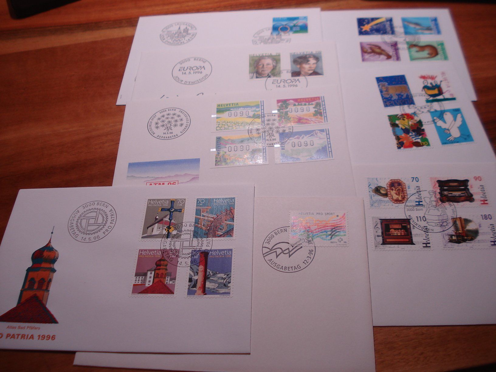 Tutti i francobolli: Moderne FDC Schweiz 1996, 8 Belege – Usato da Niederwil AG venduto da morostahu 1
