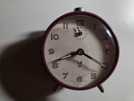 Vintage Reise Wecker Uhr antik JAZ Paris - Bordeaux Rot