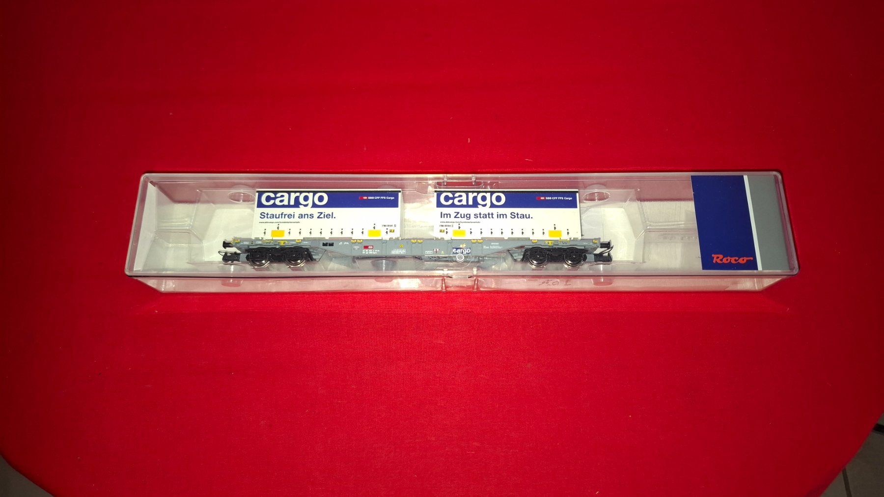 Roco Modellini di ferrovie: Roco : Containertragwagen der SBB Cargo ,DC – Nuovo (secondo la descrizione) da Märwil venduto da Siebenzipfel 1