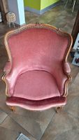 Sessel antiker Stil Samtbezug rosa Holzrahmen Polster
