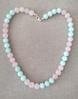Schöne Kette, Rosenquarz und Aquamarin