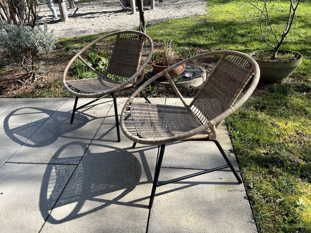 2 Ikea Klassiker Gartenstühle Korbgeflecht / Stahl Kaufen auf Ricardo