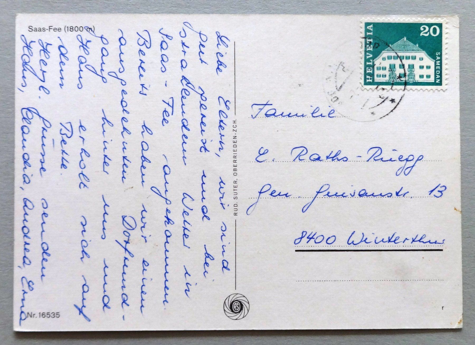 Cartoline postali: Saas-Fee (1800 m) – Usato da Fétigny venduto da Billy2miny 1