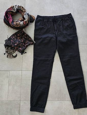 Stoffhose Alberto schwarz Gr.34 + Tücher