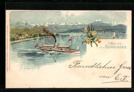 Litho Zürich, Zürichsee, Ausflugsdampf