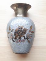 Emailierte Messing Eulen-Vase