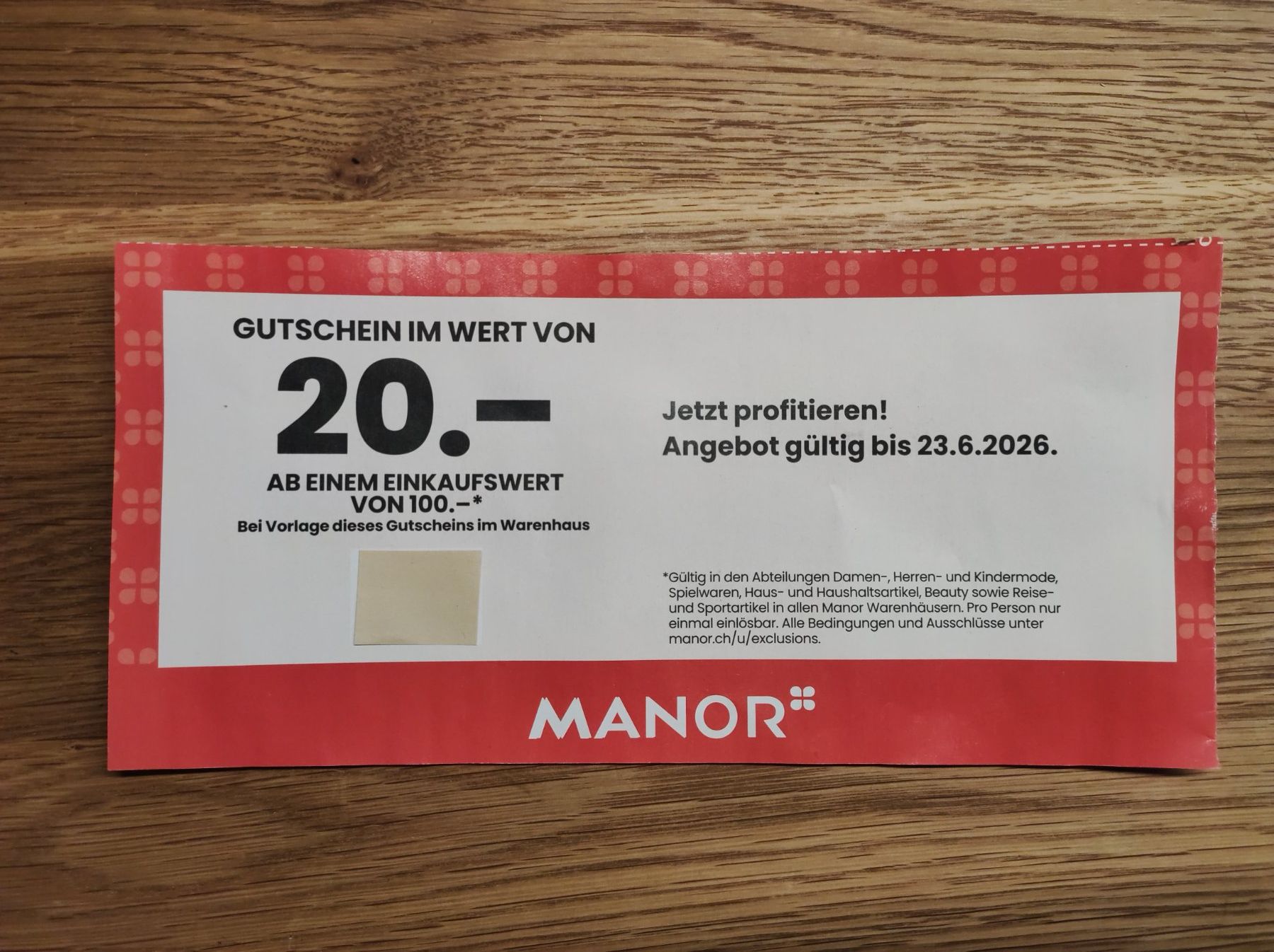 Manor Buoni: Manor Gutschein 20 CHF – Nuovo e nell'imballaggio originale da Worb venduto da jun_fj8w