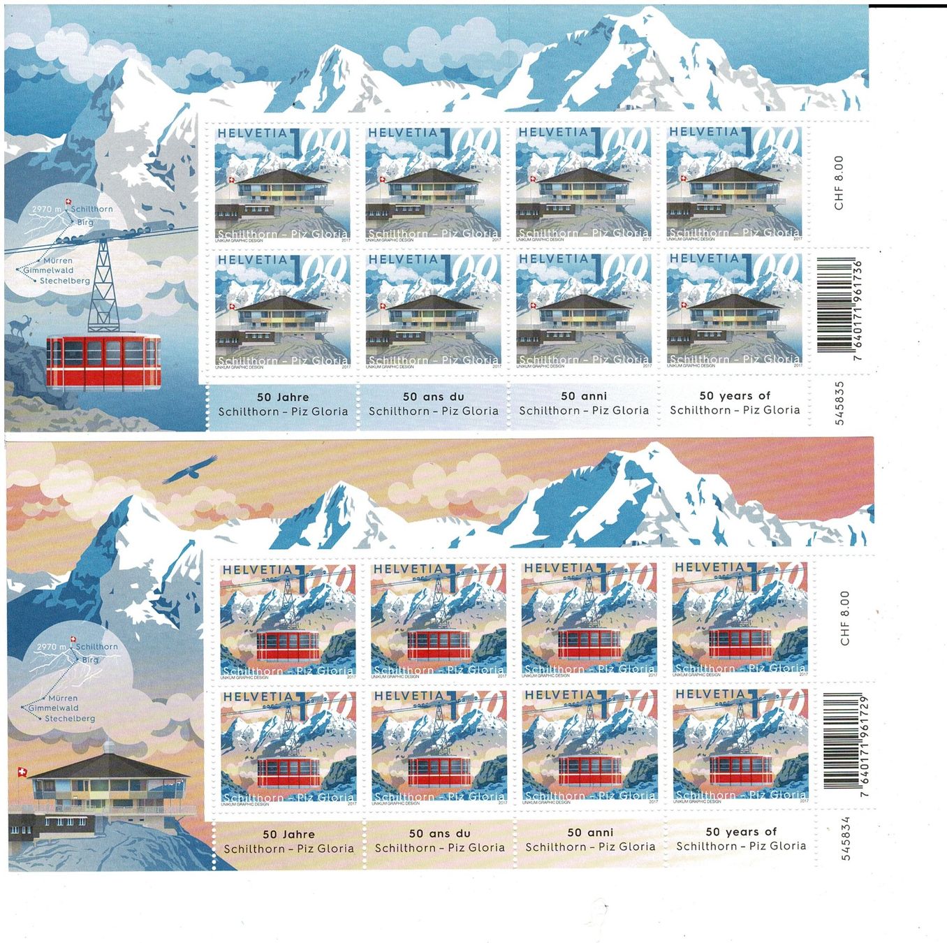 Tutti i francobolli: Schilthorn - Pz Gloria  2 KB ** – Nuovo (secondo la descrizione) da Lausanne venduto da Whorvath