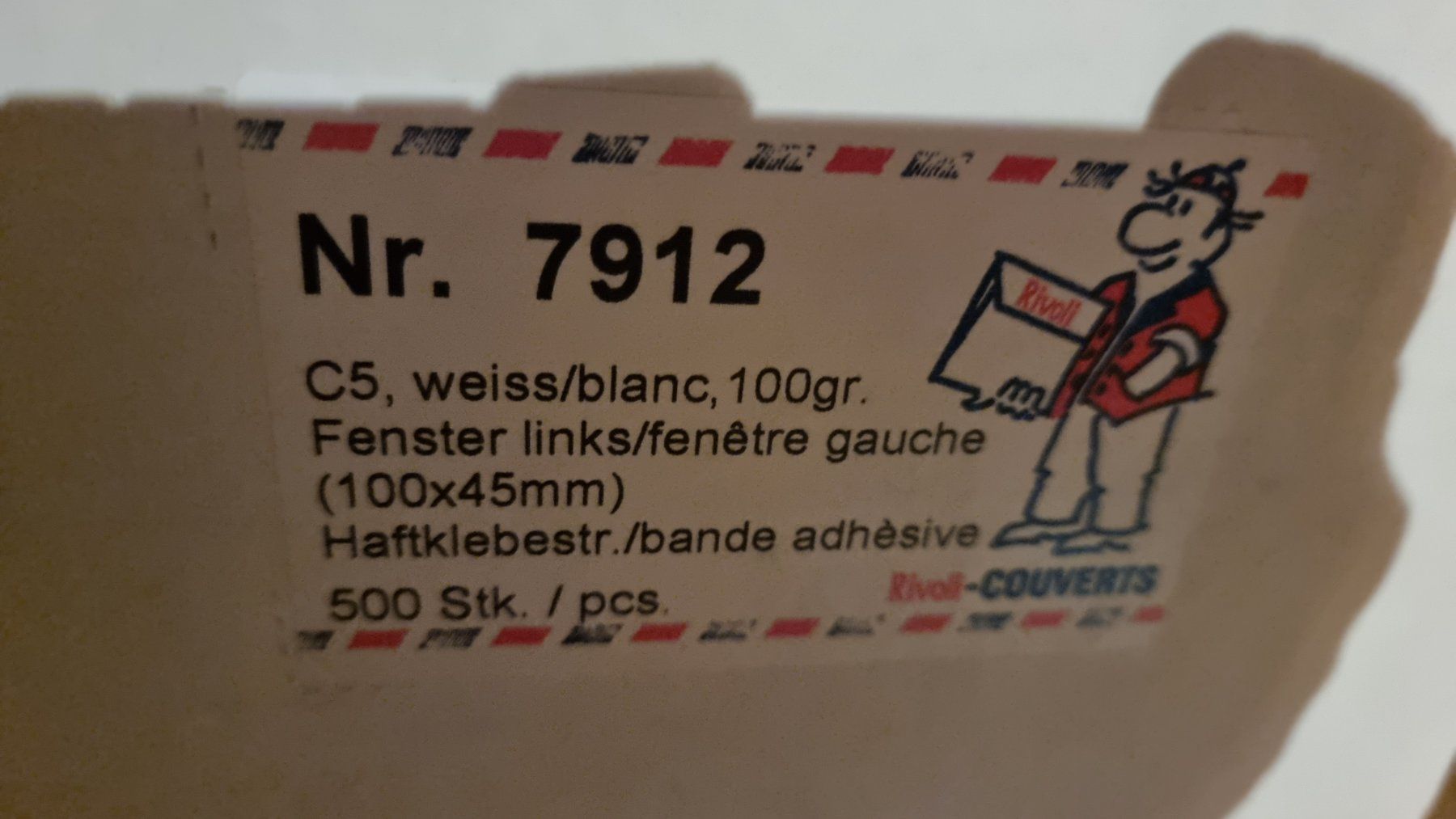 Buste & buste per spedizione: 500 stk Couvert C5 weiss mit Fenster links – Nuovo (secondo la descrizione) da Rebstein venduto da James-Dean 2