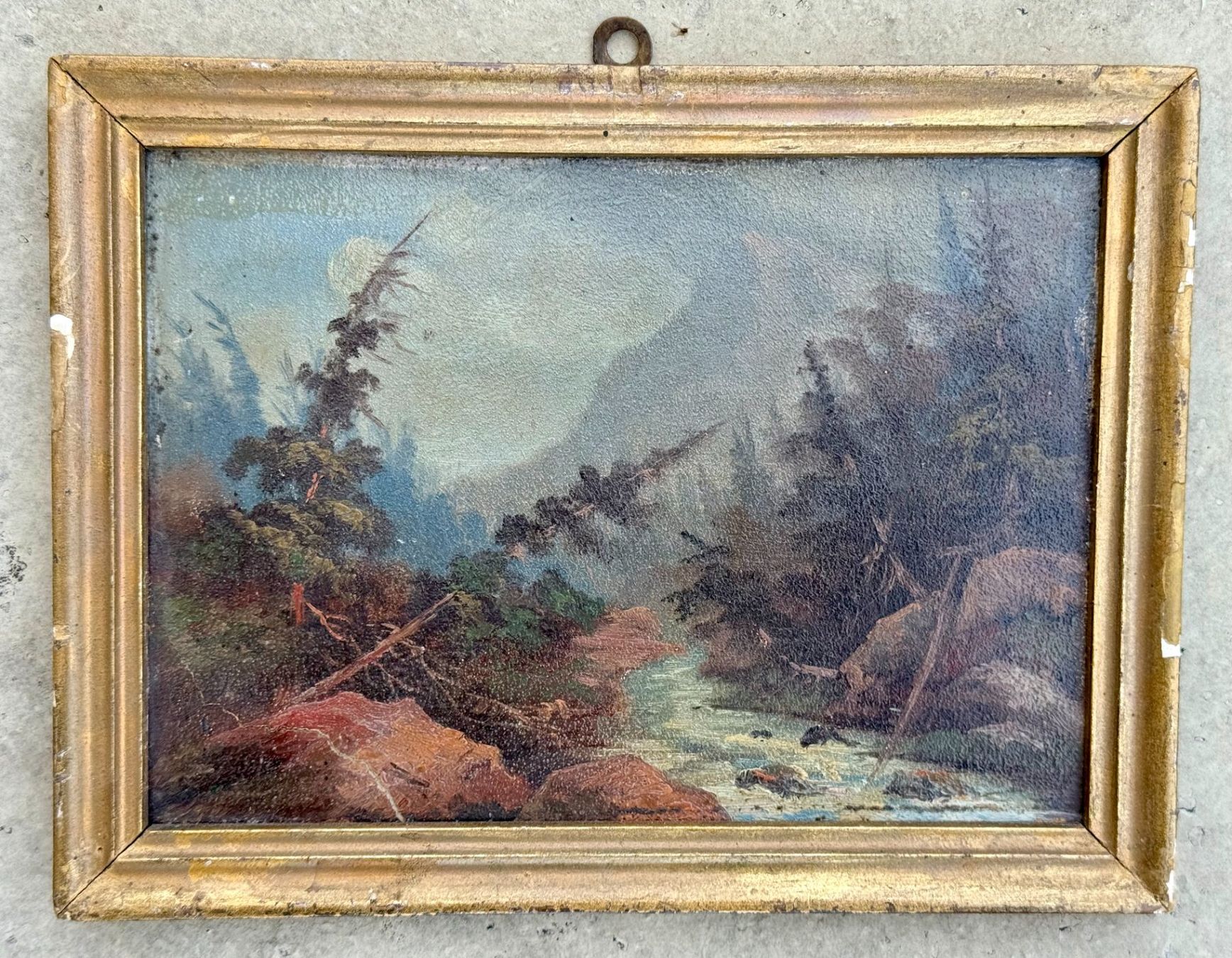 Cartine & Atlanti: Antikes Original Ölbild Landschaft auf Karton gerahmt – Usato da Murgenthal venduto da allbazar