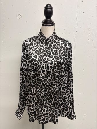 The Kooples Seidenbluse 38 Leo Muster schwarz-weiss