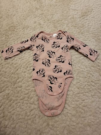 H&M Baby Body, Grösse 56, Langarm, Rosa mit Minnie Mouse
