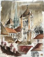 Cathédrale Saint Pierre, Genève par Pierre Duc - Aquarelle