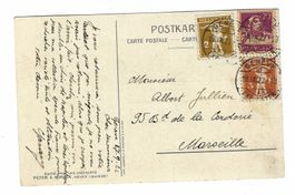 3-Farben-Frankatur 1922 auf Karte nach Marseilles 7m