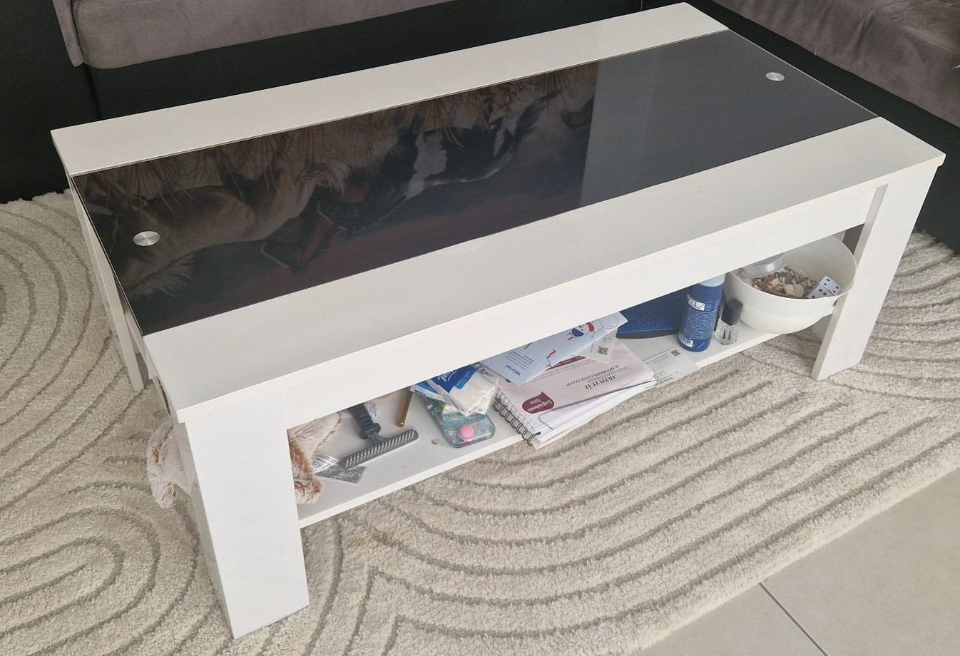 Tavoli: schöner Salontisch mit Glasplatte & Ablagefach – Usato da Wettingen venduto da Lady_glam
