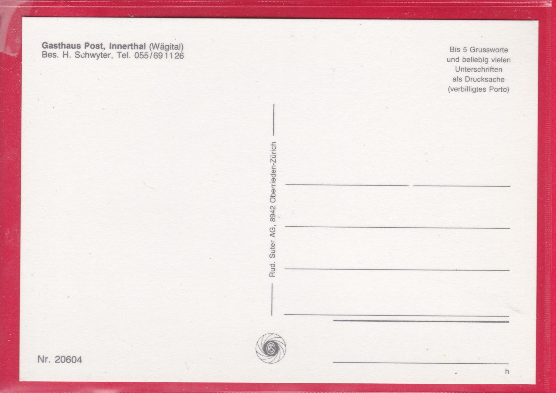 Cartoline postali: GRUSS VOM WÄGITALERSEE – Usato da Oberrieden venduto da Gebirgsstelze 1