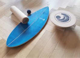 Surfin Balance Board Set blau Korkrolle gebrauchter Zustand