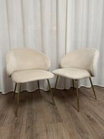 2 x Westwing Samt Polsterstühle beige gold