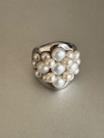 Vintage 925er Silber Ring mit echten Perlen: 56-57