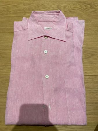 Kiton Hemd Shirt 41 XL 100% Leinen handgefertigte Luxus NEU
