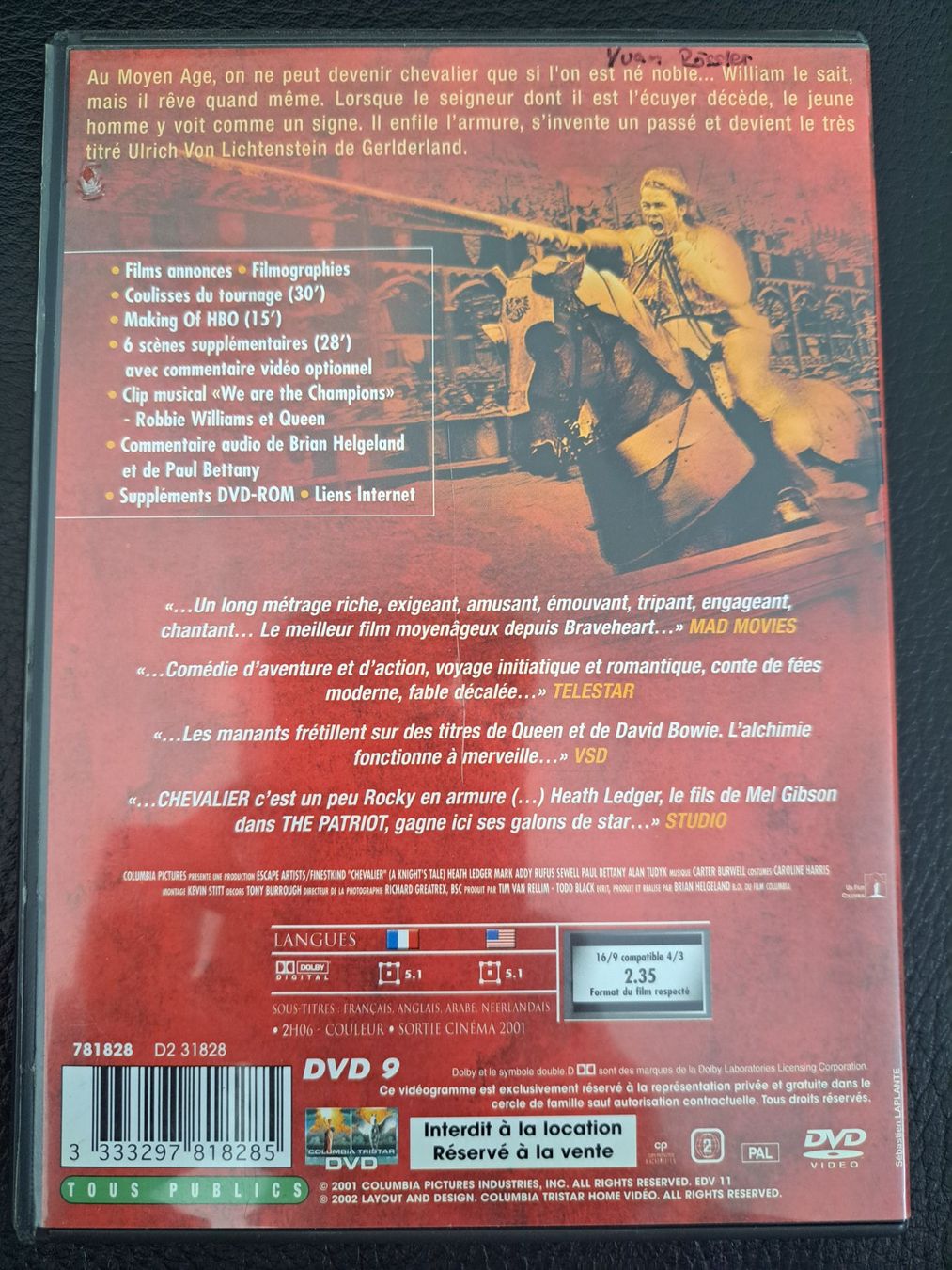 Tutti i DVDs: DVD chevalier – Usato da Marly venduto da mic_7k82 1