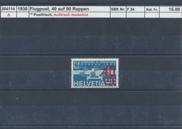 1936 Flugpost - 40/90 Rp., Aufdruck dunkelrot, ** postfrisch