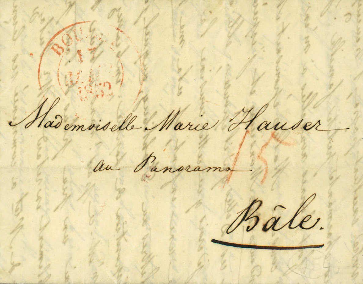 Tutti i francobolli: 1852, BOUDRY - Basel, Faltbrief mit Inhalt, Ankunftstempel – Usato da Rheinfelden venduto da iamello