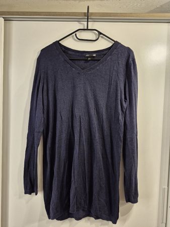 H&M Basic Long-Pullover, Grösse S, Dunkelblau