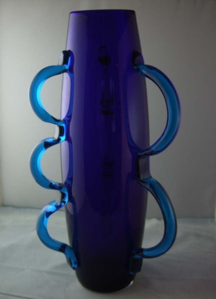 Venini Vasi & Recipienti: Vase Venini blau 1989 – Nuovo (secondo la descrizione) da Stein am Rhein venduto da Vitrum8260 1