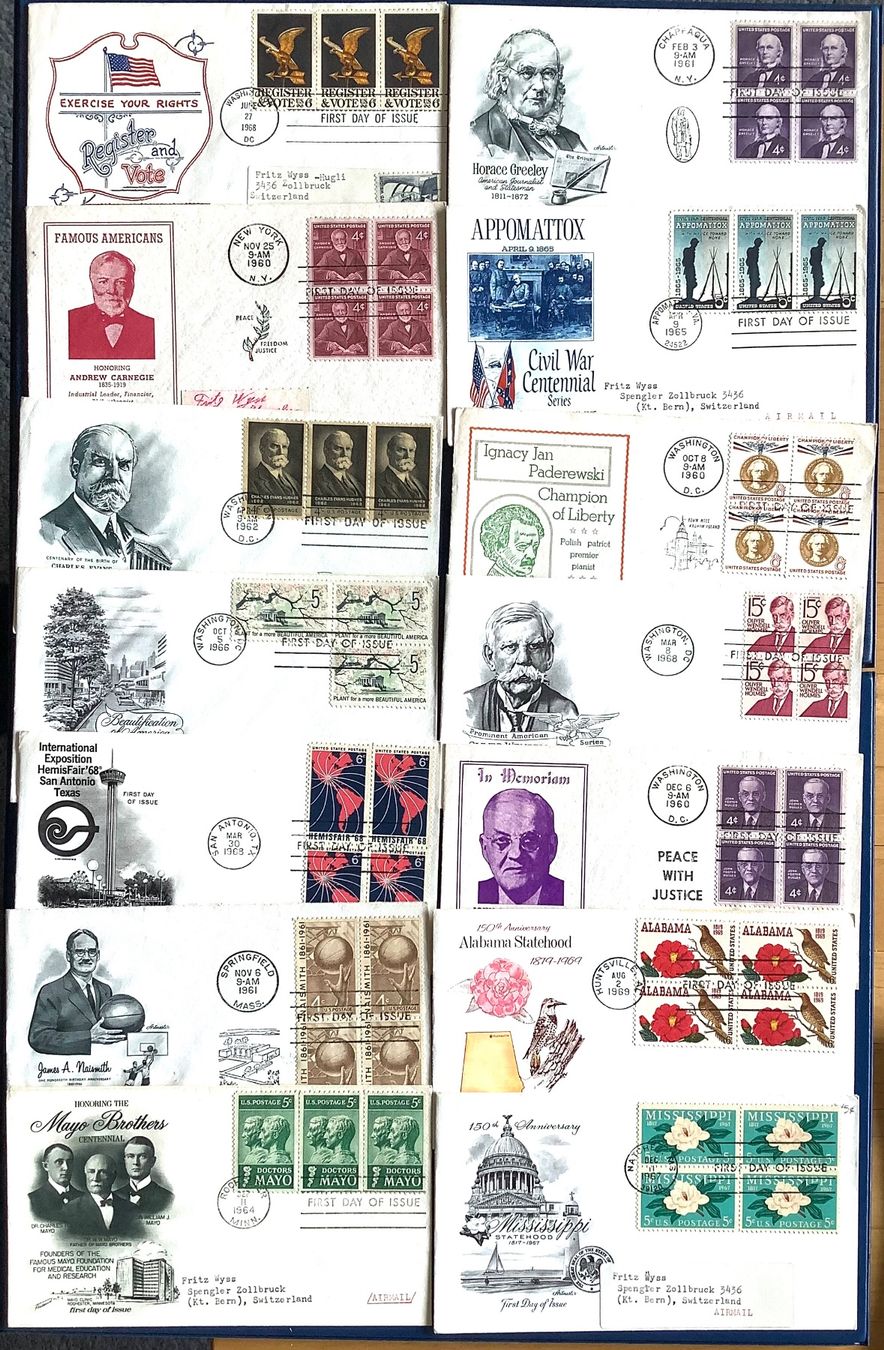 Tutti i francobolli: 1960  -  1968 - USA / Div. FDC – Usato da Liestal venduto da Skunk02