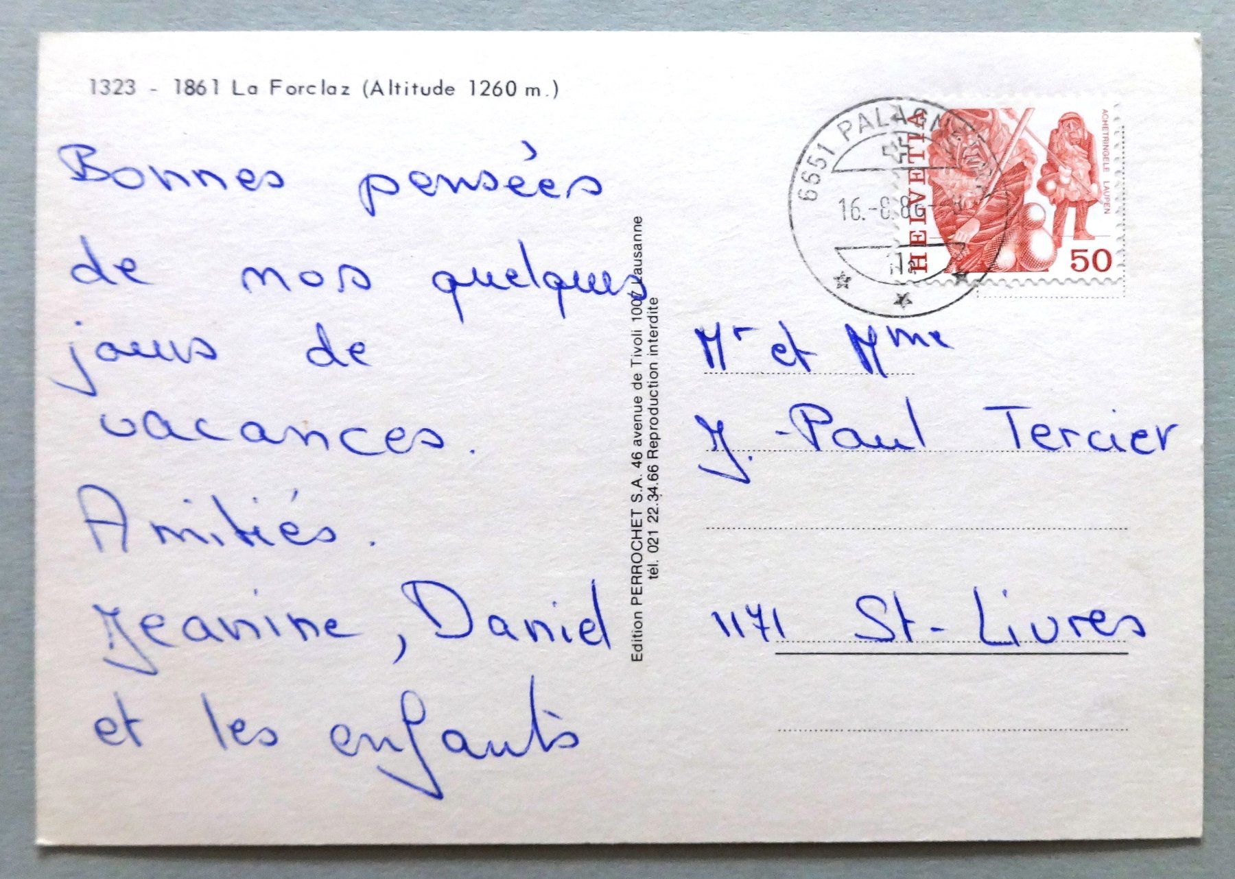 Cartes postales: La Forclaz (1260 m) – D'occasion à Fétigny par Billy2miny 1
