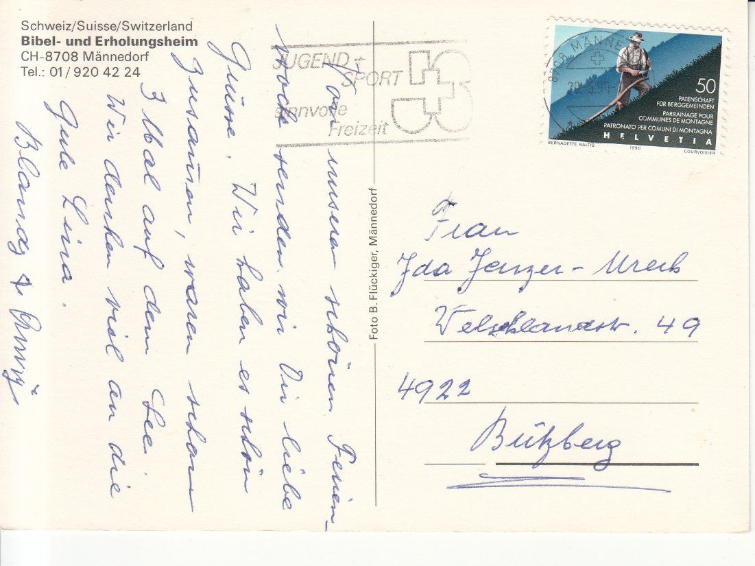 Ansichtskarten: Männedorf 1990 – Gebraucht aus Bürglen TG von StampGraf 1