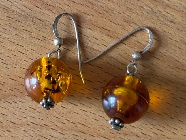Ohrringe & -stecker: Amber Bead Drop Silver Earrings - Unique Summer Accessory – Gebraucht aus Zürich von olalinda 1