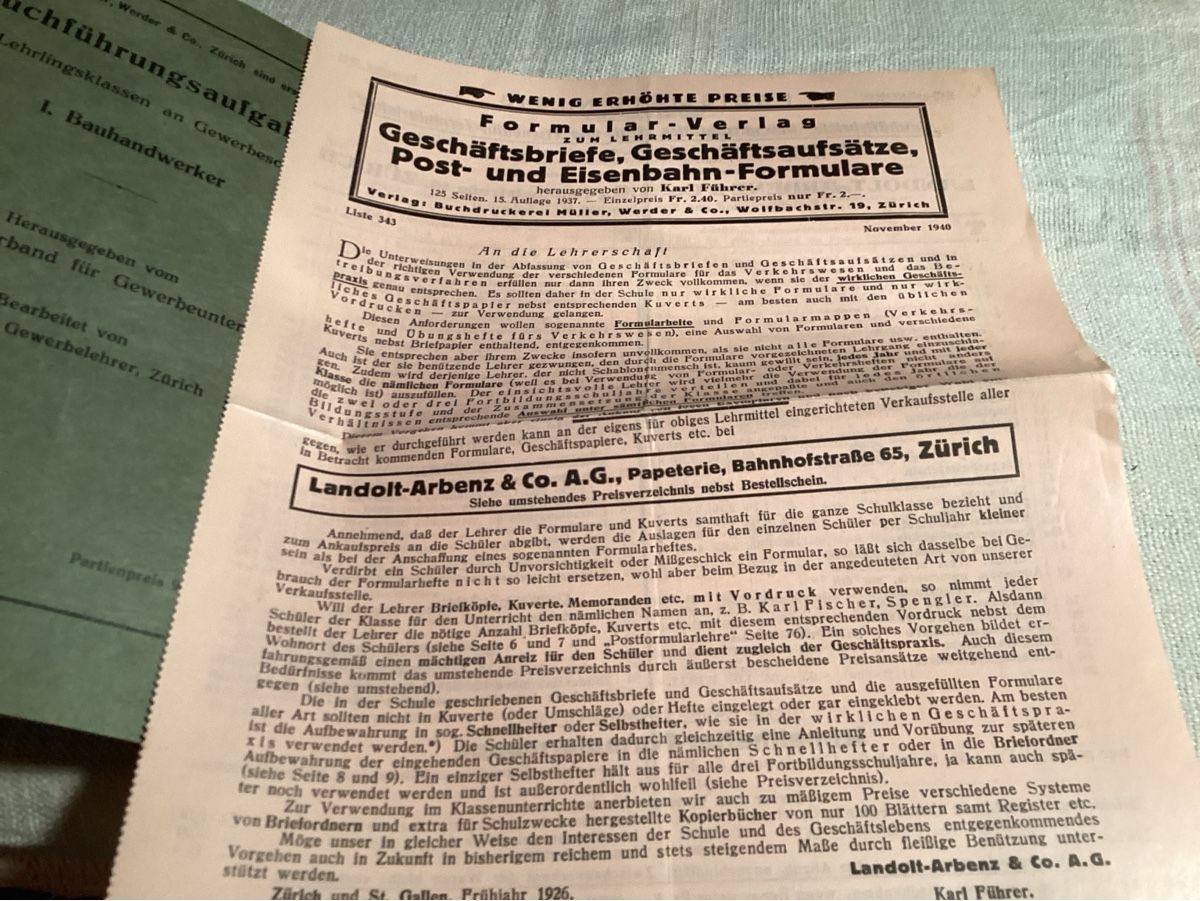 SBB/CFF/FFS Documenti: Eisenbahnformularlehere 125 pages 1937 intéressant – Usato da Luc (Ayent) venduto da Rebouille 2
