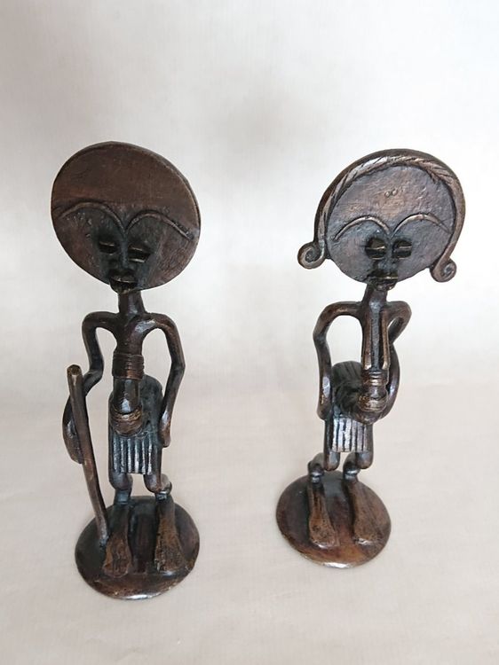 Statue Arbre de Vie Africain Sculpture Famille 7 Personnages Bois Ébène